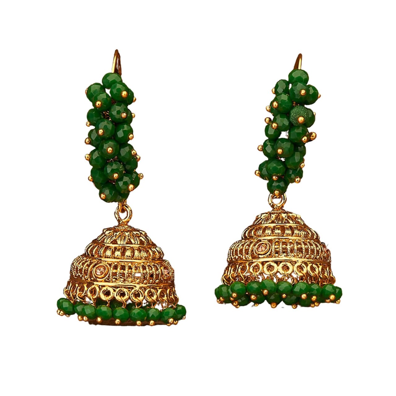Indian Jhumka Earrings for Women - Faux Pearl Hoop Jhumka Earrings Meenakari Jhumkas with Gold Platting Bollywood Style Dangle Drop Earring Ethnic Chandbali Jewelry for Bride Gift for Her